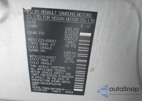 2018 Nissan Rogue Sv from USA, damaged, VIN KNMAT2MV8JP529718